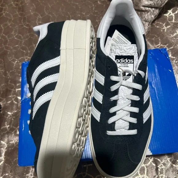 Brand new adidas gazelle Black and White Platform Sneakers 6.5 - Picture 10 of 12